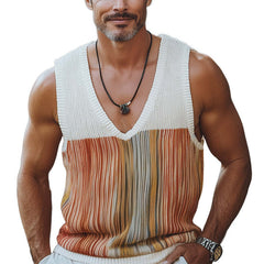 Men's Summer Fashion Casual V-neck Knitted Tank Top MTA0360D0U