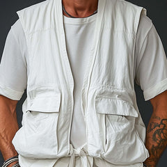 Men's Spring Fashion Simple Solid Color Work Vest MTA3149C7P