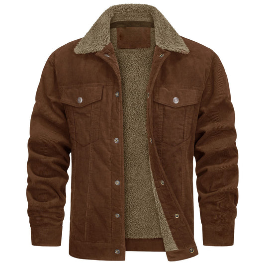 Cozy Corduroy Jacket with Faux Fur Lining - Perfect for Cold Weather