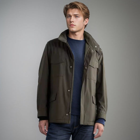 Military-Style Utility Jacket for Men - Perfect for Casual and Outdoor Adventures