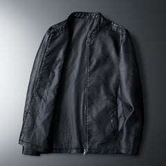 Stylish Stand-Collar Leather Jacket For Men - Perfect For Casual And Formal Wear