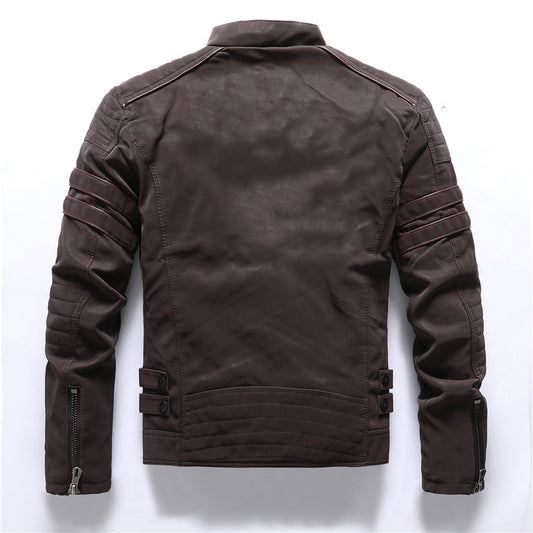 Stylish Men's Biker Jacket With Zippered Details For All-Season Wear