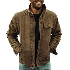 Men's Casual Outdoor Jacket with Button Closure and Chest Pockets