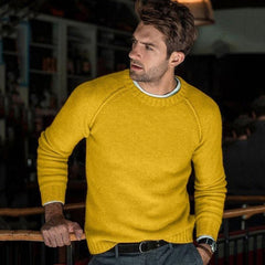 Men's Solid Color Crew Neck Knit Pullover Sweater 85798282X