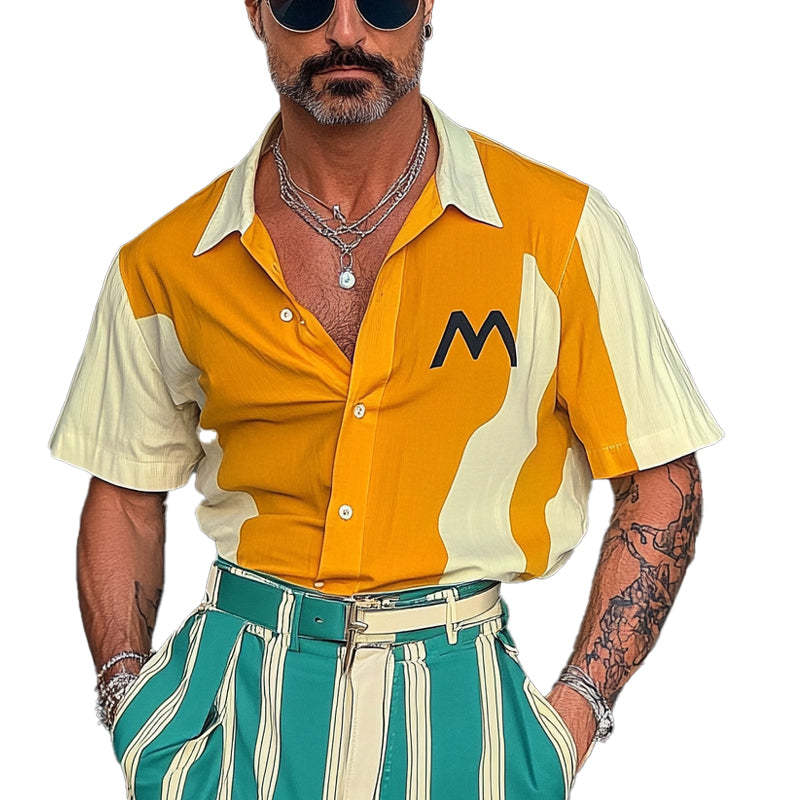 Men's Contrast Print Short Sleeve Shirt MTA2576C4X