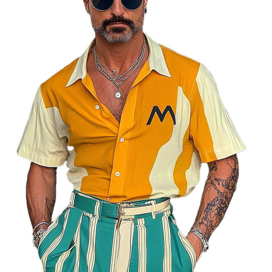 Men's Contrast Print Short Sleeve Shirt MTA2576C4X