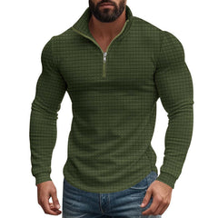 Men's Half-zip Small Square Stand Collar Long Sleeve T-shirt 08353588Z