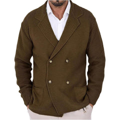 Double-Breasted Knit Cardigan Sweater for Men - Stylish and Versatile Outerwear