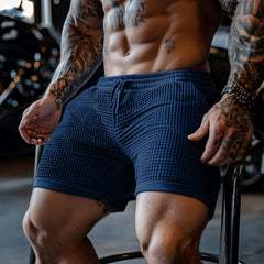 Men's Oversized Stretch Waffle Athletic Fitness Shorts Casual Comfort Everyday Basic Shorts