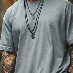 Men's Simple Solid Color Short-Sleeved T-Shirt MTA1952C0P