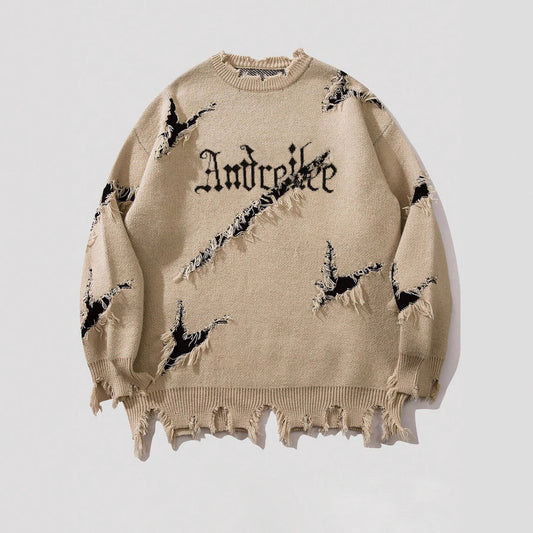 Distressed Graphic Sweater For Trendy Looks