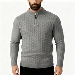 Men's Stylish Cable Knit Zip-Up Sweater For Modern Gentlemen