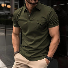 Men's Casual Slim Lapel Short Sleeve Polo Shirt 18107009M