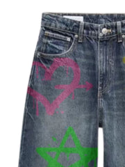 Graffiti Art Denim Jeans - Bold and Expressive Streetwear Design