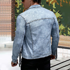 Distressed Denim Jacket for Men - Stylish and Durable Design