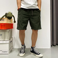 Men's Solid Color Corduroy Elastic Waist Cargo Shorts 80689308Z