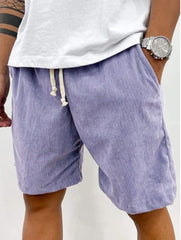 Men's Casual Corduroy Shorts with Adjustable Drawstring for Summer and Spring