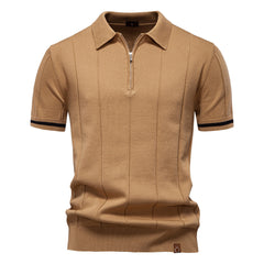 Men's Business Casual Woolen Polo Shirt Lapel Knitted Polo Shirt Short-sleeved