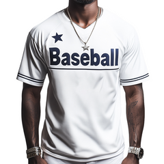 Men's Retro Casual Baseball Printed Round Neck Short Sleeve T-Shirt MTA2253C4TO