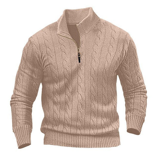 Men's Cable Knit Half-Zip Sweater - Stylish And Versatile For Everyday Wear