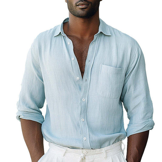 Men's Solid Color Simple Casual Long Sleeve Shirt MTA1732C8P