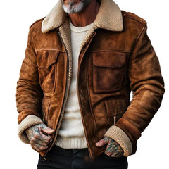 Stylish Aviator Jacket with Faux Fur Collar for Men - Perfect for Winter and Casual Outfits