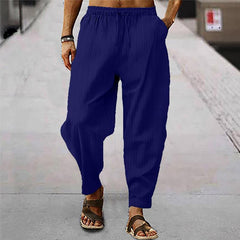 Men's Breathable Cotton And Linen Striped Loose Casual Sports Trousers 71867122X