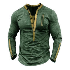 Men's Outdoor Tactical Zipper Henley Neck Long Sleeve T-Shirt 55877636X