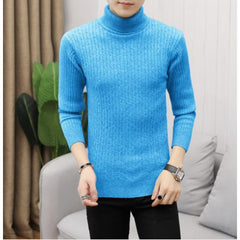 High Neck Ribbed Knit Sweater for Men - Stylish and Comfortable Winter Wear
