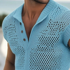 Men's Summer Fashion Knitted Mesh Breathable T-shirt MTA0297D9U