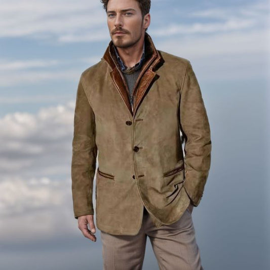 Stylish Men's Blazer with Faux Fur Collar - Perfect for Casual and Formal Occasions