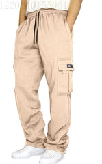 Orange Cargo Jogger Pants With Side Pockets - Perfect For Casual And Outdoor Activities