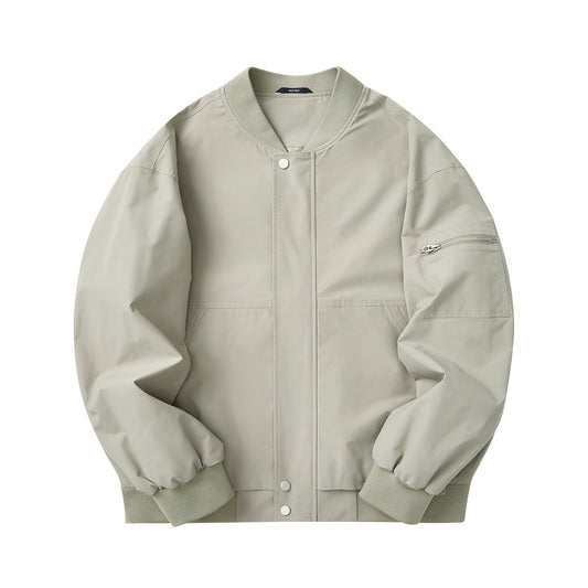 Stylish Men's Bomber Jacket with Zippered Pockets and Functional Design