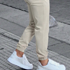 Men's Solid Color Elastic Waist Casual Pants MTA0361D3X