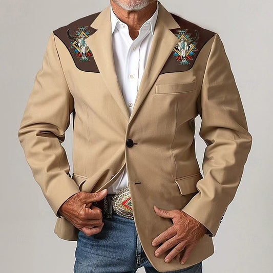 Stylish Western-Inspired Blazer with Bold Geometric Design
