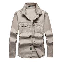 Men's Casual Outdoor Long Sleeve Shirt with Functional Pockets