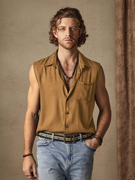 Stylish Sleeveless Button-Up Shirt for Men - Perfect for Casual Summer Outfits