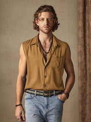 Stylish Sleeveless Button-Up Shirt for Men - Perfect for Casual Summer Outfits