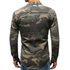 Camouflage Button-Up Shirt for Men - Stylish and Versatile Military-Inspired Design