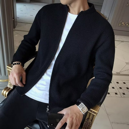 Stylish Men's Zip-Up Knit Cardigan - Perfect for Casual and Formal Wear