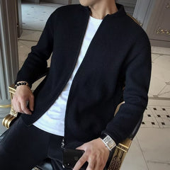 Stylish Men's Zip-Up Knit Cardigan - Perfect for Casual and Formal Wear