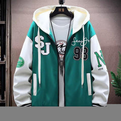Stylish Hooded Jacket With Bold Lettering For Men - Perfect For Casual And Sporty Looks