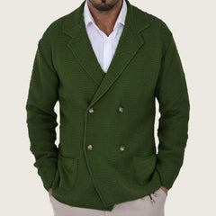 Double-Breasted Knit Cardigan Sweater for Men - Stylish and Versatile Outerwear