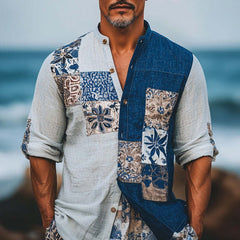 Men's Bohemian Printed Long Sleeve Shirt MTA1957C1P