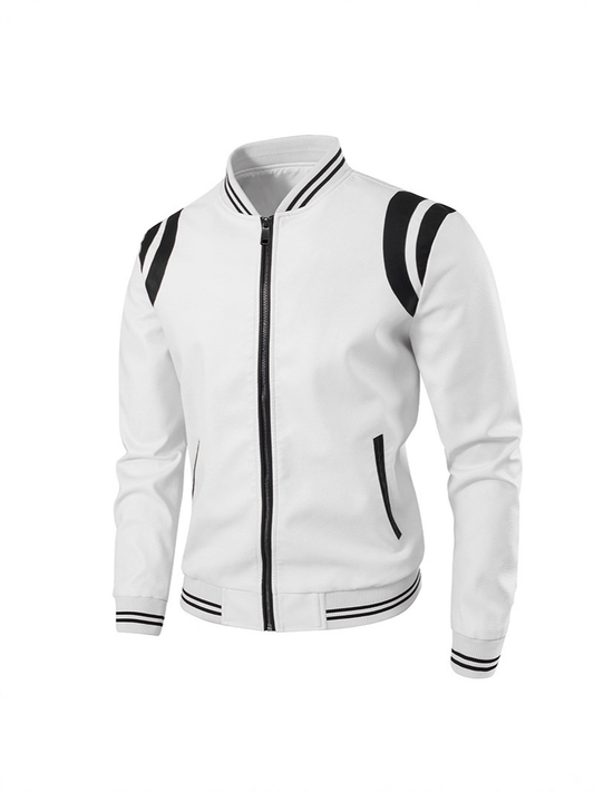 Stylish Men's Bomber Jacket with Contrast Stripes for Modern Fashionistas