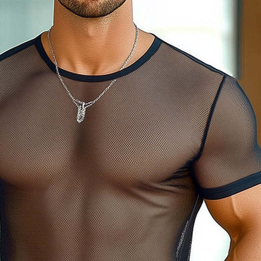 Men's Summer See-Through Mesh Short Sleeve T-Shirt MTA0891D6U