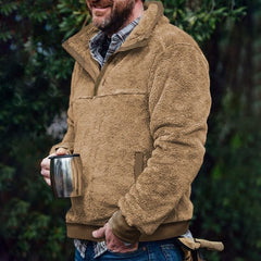 Men's Retro Casual Color Striped Flannel Stand Collar Pullover Jacket