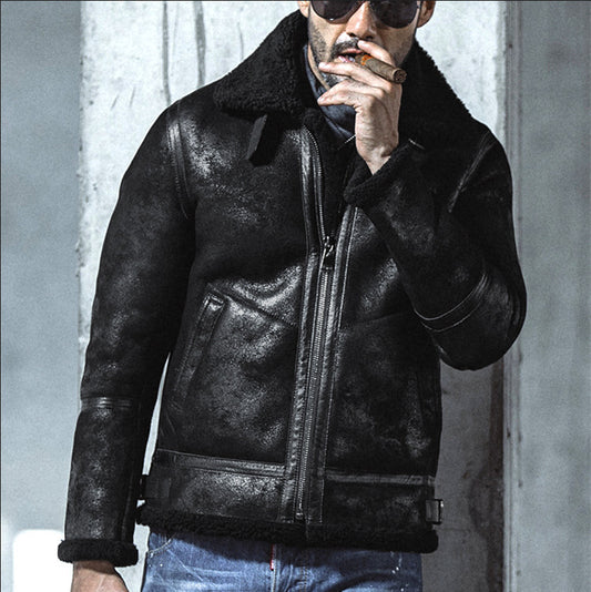 Stylish Men's Bomber Jacket With Detachable Fur Collar - Perfect For Winter And Casual Outfits