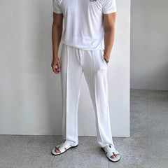 Stylish White Casual Pants with Denim Jacket for Modern Men