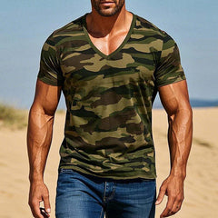 Men's Army Green Camouflage Short Sleeve T-Shirt 37413482P